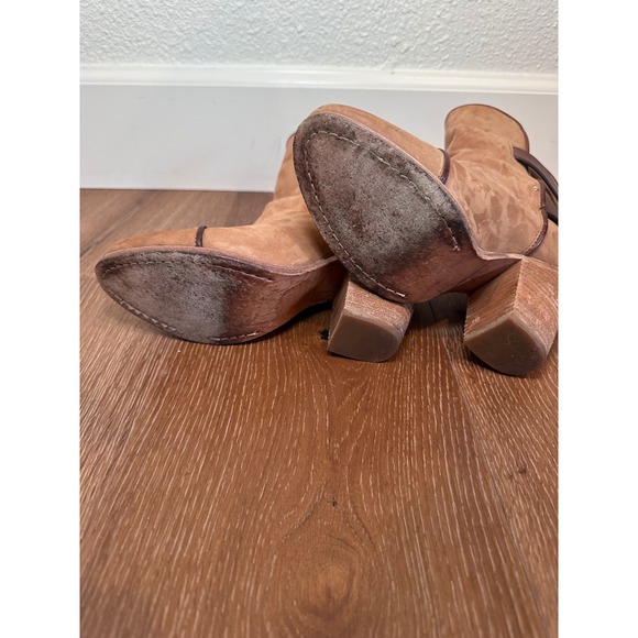 RAG & BONE Tan Suede Leather Buckle Ankle Boots Block Heel Women's Size 7 - Picture 8 of 10